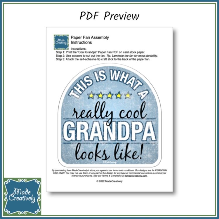"Cool" Grandpa Paper Fan - Image 2