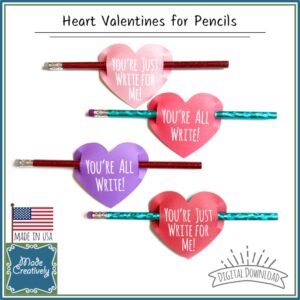Heart Valentines for Pencils