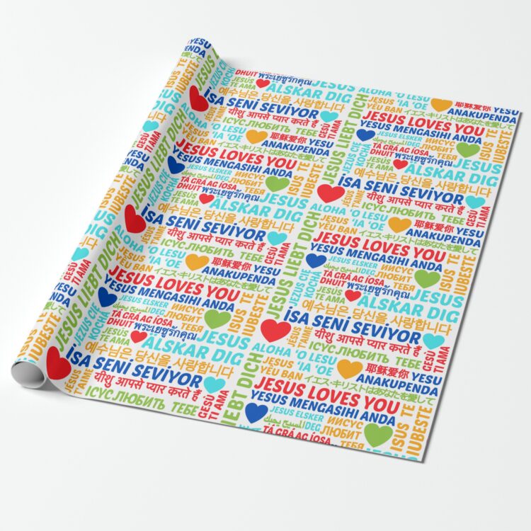"Jesus Loves You" Languages Wrapping Paper - Image 2