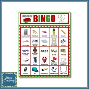 Shoebox Packing Party Bingo