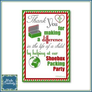 Shoebox Packing Party Thank You