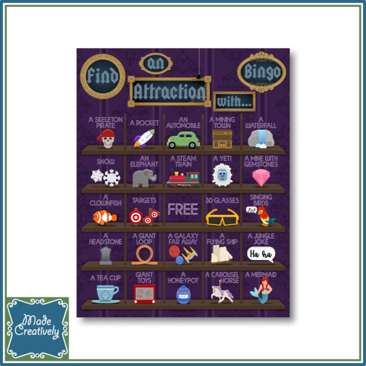 Theme Park Attractions Bingo
