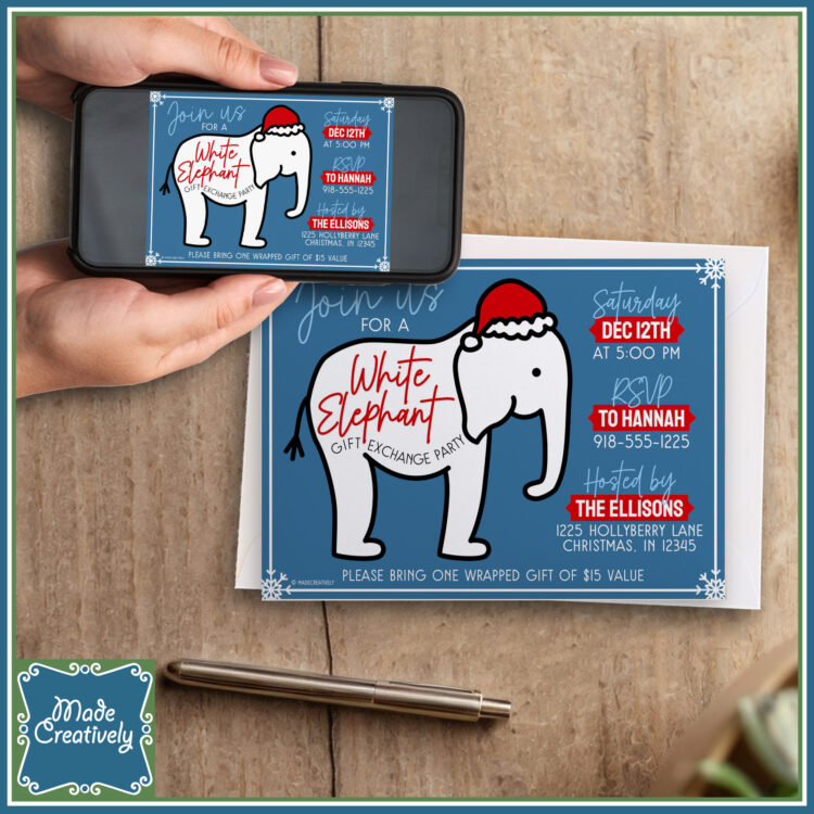 White Elephant Christmas Party Invitation