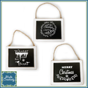 Wooden Chalkboard Christmas Sign Ornaments