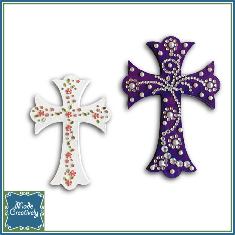 Wooden Cross with Rhinestones and Faux Pearls - Image 5