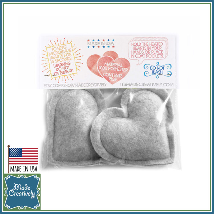 Heart-Shaped Hand Warmers - Gray - Image 2