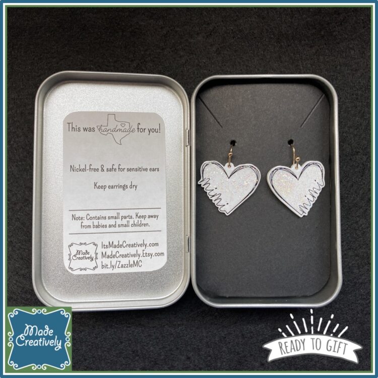 Glittery Heart Earrings - Image 3
