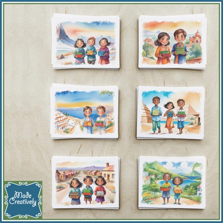 'Living Water'color Greeting Cards: Shoebox Kids - Image 8