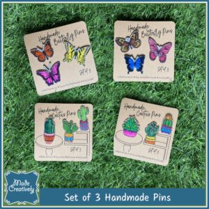 Handmade Pins - Cactus / Butterfly