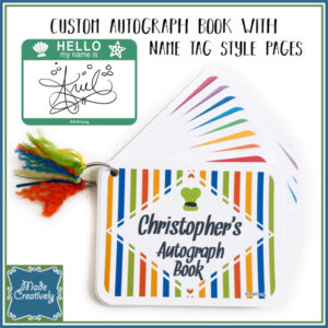 Custom Name Tag Style Autograph Book